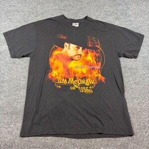 Vintage Hanes Shirt Men's L Tim McGraw Set This Circus Down Tour 2001  Black